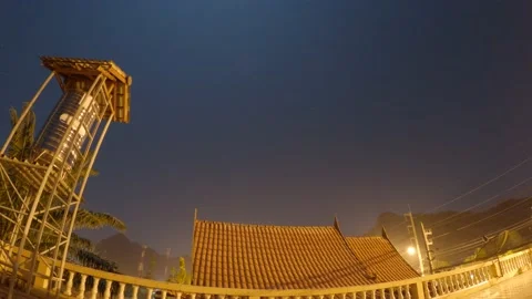 Bright moon light n shimmering gold star on dark night blue sky scene Stock Footage 152808378