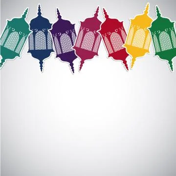 Bright Moroccan lantern card in vector format. Stock Illustration