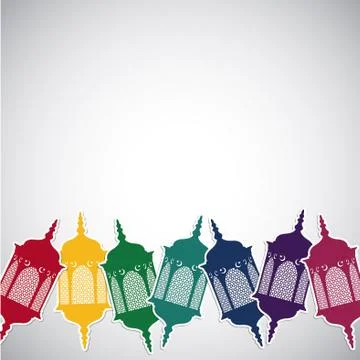 Bright Moroccan lantern card in vector format. Stock Illustration