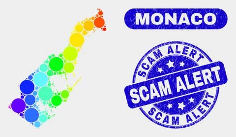 Bright Mosaic Monaco Map and Scratched Scam Alert Stamp Stock Illustration
