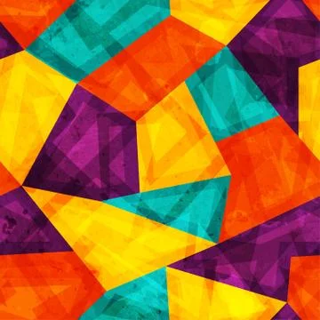 Bright mosaic seamless pattern with grunge effect Stock Illustration
