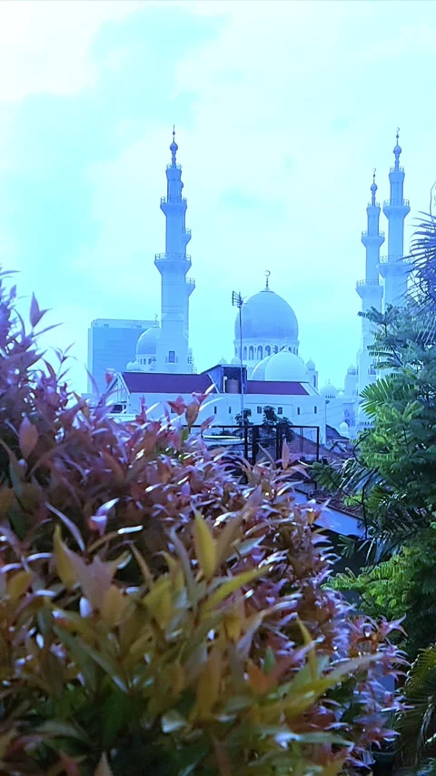 Bright, Mosque Beyond Trees Stock-Footage 304676160