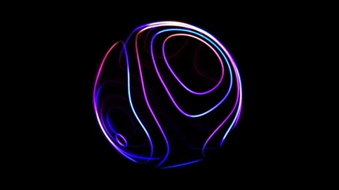 Bright moving curves on surface of rotating sphere Stock Footage 305300857
