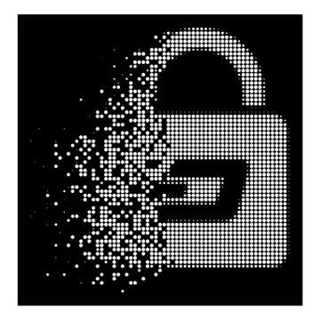 Bright Moving Dot Halftone Dash Lock Icon Stock Illustration