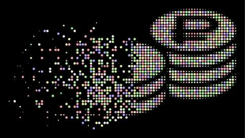 Bright Moving Dot Halftone Rouble Coin Stacks Icon イラスト素材