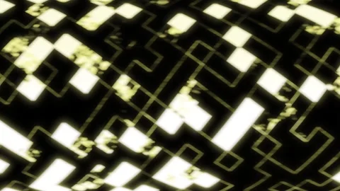 Bright moving flashing lights, yellow square lights Stock Footage 315435161