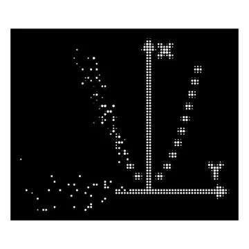 Bright Moving Pixel Halftone Dotted Parabola Plot Icon Ilustración de archivo