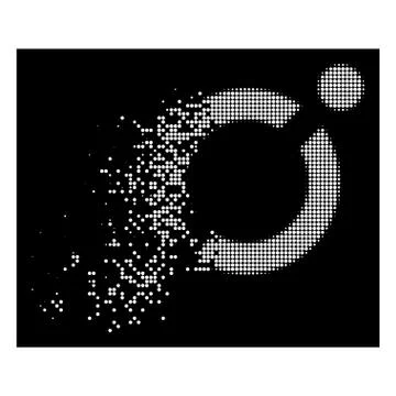 Bright Moving Pixel Halftone Node Link Icon Illustrazione stock