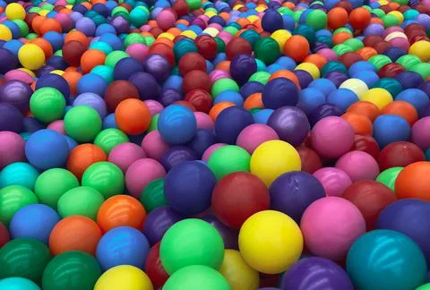 Bright multi-colored balls for the pool for childrens games.Toys for children Stock Photos