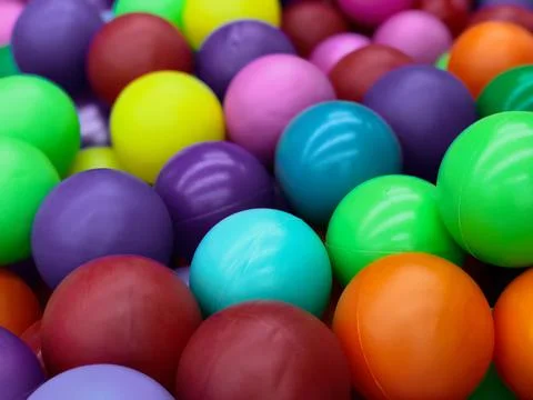 Bright multi-colored balls for the pool for childrens games.Toys for children Stock Photos