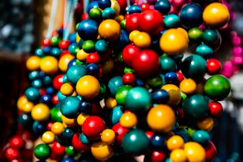Bright multi-colored  beads Stock Photos