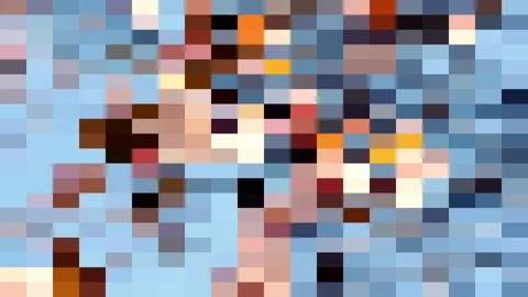 Bright multi colored blocks move quickly on light blue background. Vidéo 271672270