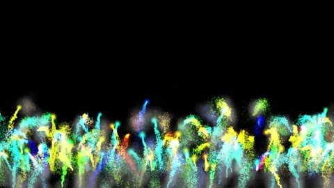 Bright multi-colored firecrackers take off and mix against a black background. Stock Footage 157526255