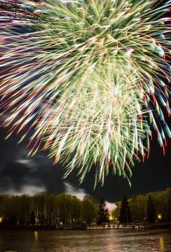 Bright multi-colored fireworks lights Stock Photos