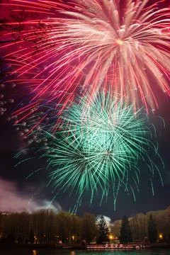 Bright multi-colored fireworks lights Stock Photos