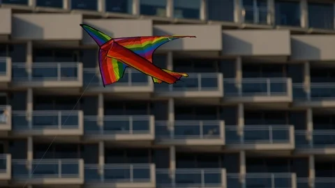 The bright multi-colored kite the plane 4k video Stock Footage 89909263
