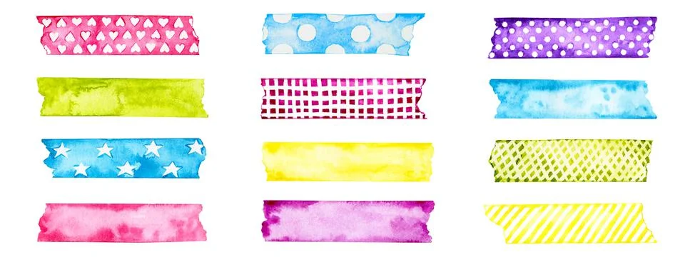 Bright multi-colored set of decorative ribbon strips. Stock Illustration