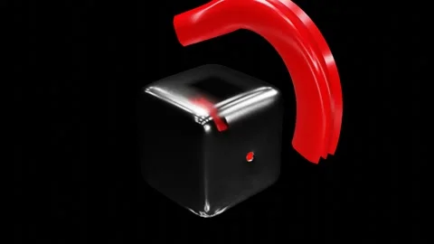 A bright multi-colored strip flies out of a metal cube and flies back. 3D render Stock Footage 254490856