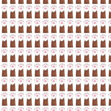 Bright multi-colored watercolor pattern. Background with cat paws Stock Illustration