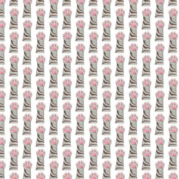 Bright multi-colored watercolor pattern. Background with cat paws Stock-Illustration