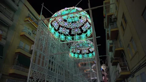 Bright multi-coloured amazing light show Open air street Light show display for Stockbeeldmateriaal 133495525