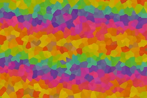 Bright multi-faceted geometric pattern crimson red peach green orange kaleido Foto stock