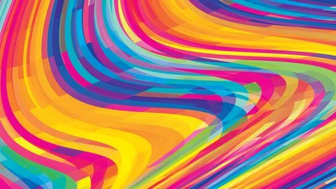 Bright multicolor background with colored wavy stripes. Versicolored vector g 스톡 일러스트
