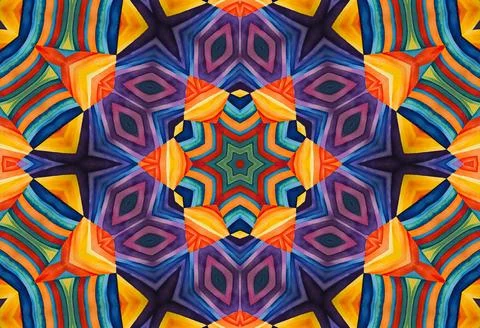 Bright multicolor kaleidoscopic background with abstract pattern Stock Illustration
