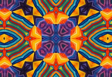 Bright multicolor kaleidoscopic background with abstract pattern Stock Illustration