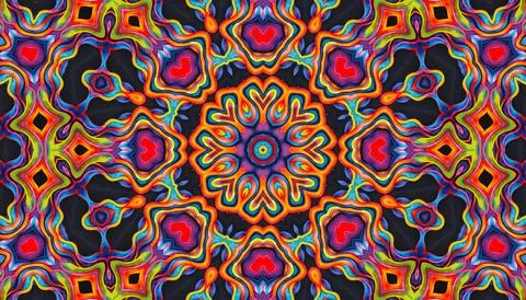 Bright multicolor kaleidoscopic background with abstract pattern Stock Illustration