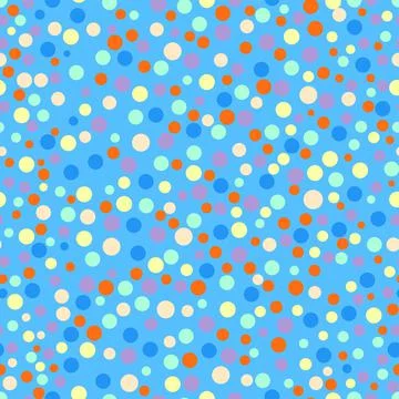 Bright multicolor Polka Dot Repeat Pattern Scattered On A Sky Blue Backdrop Stock Illustration