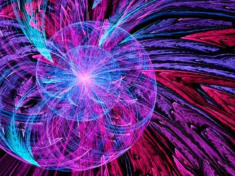 Bright multicolor spiral - abstract computer generated fractal illustration Stock Illustration