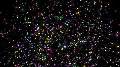 Bright Multicolored Confetti Explosion on Black Background with Alpha Mask. 스톡 동영상 259397067