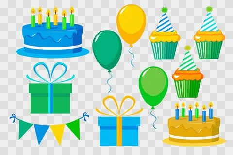 Bright multicolored isolated vector elements happy birthday for boy Stock Illustration