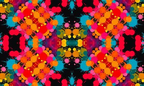 Bright multicolored kaleidoscopic pattern of blots and dots Stock Illustration