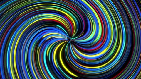 Bright multicolored lines swirl creating vibrant psychedelic spiral art. Stock Footage 291168304