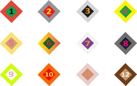 Bright multicolored numbered diamond tiles vector set for infographics Stock-Illustration