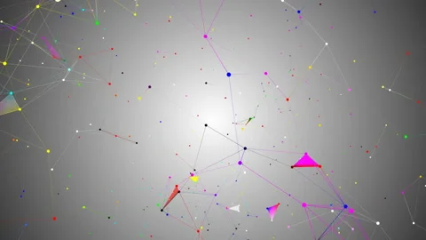 Bright multicolored particles. Beautiful abstract energy. Multicolored atomic Stock Footage 114062722