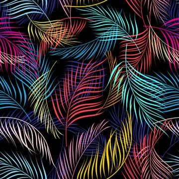 Bright multicolored pattern of leaves of palm trees Stock Illustration