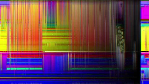 Bright multicolored random glitch lines broadcasting signal error data Stock Footage 194179696