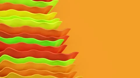 Bright multicolored shiny smooth wavy shapes on yellow background. 3d render Stock Footage 162120122