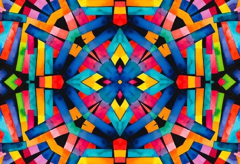 Bright multicolored stripes on black background, colorful abstract pattern イラスト素材