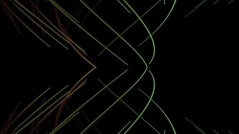 Bright multicolored thin rays . Design. The black background and the lines Stock Illustration