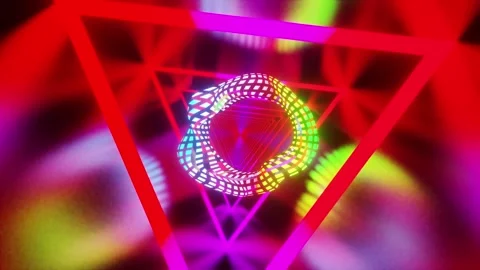Bright multicolored triangle with undefined figure tunnel VJ loop animation  Stock Footage 316148834