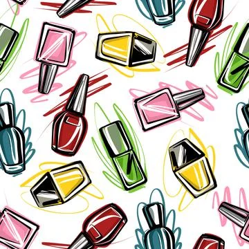 Bright multicolored varnish on a white background. Seamless pattern in the style Stock Illustration