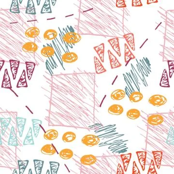 Bright multicolour seamless pattern in vector design with doodle simple drawn Stock Illustration