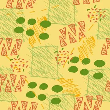 Bright multicolour seamless pattern in vector design with doodle simple drawn Stock Illustration