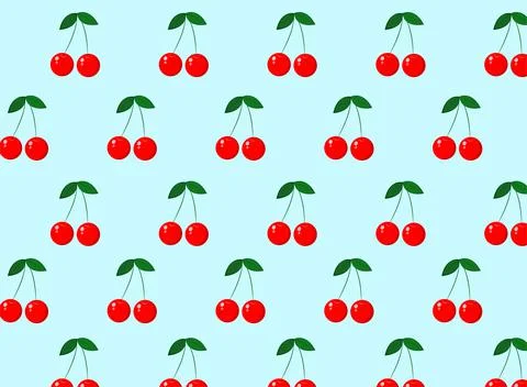 Bright natural cherry pattern for printing on different materials Stock Illustration