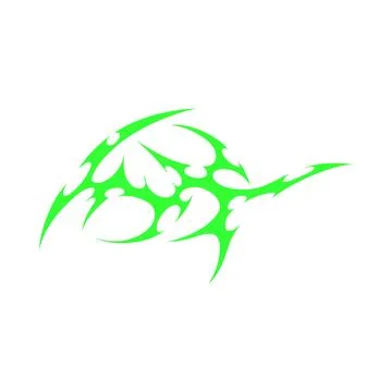 Bright neo-tribal pattern in Y2K style. Vector silhouette in acid green color イラスト素材