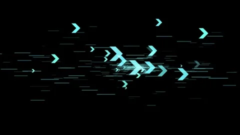 Bright neon arrows moving fast on a black background Stock Footage 303509909